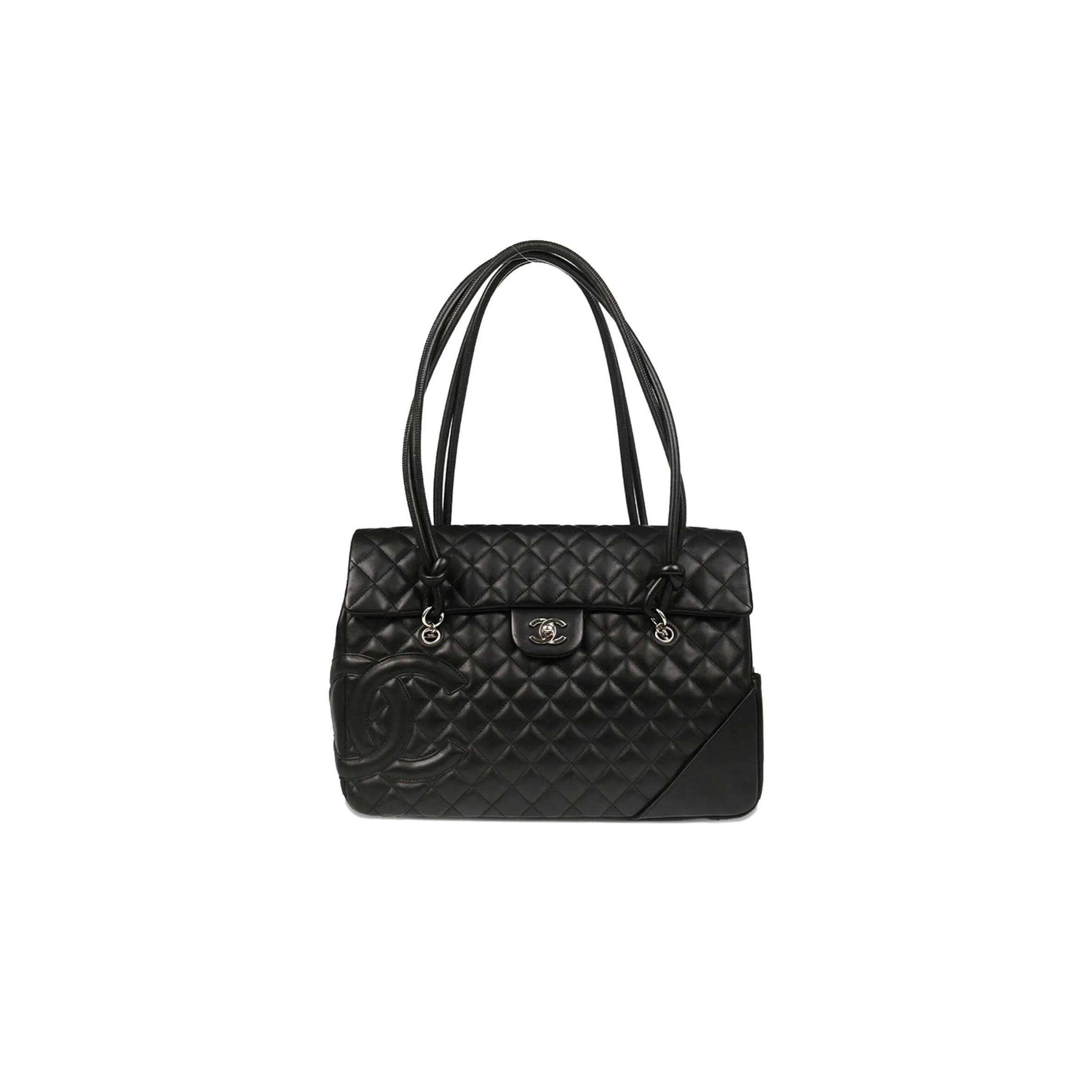 CHANEL CALFSKIN QUILTED LARGE CAMBON FLAP BLACK (33*24*11cm)